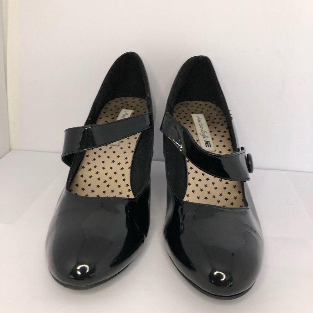 American Eagle Outfitter Black Patent Mary Jane Heels 10 Whimsigoth Classic - Picture 3 of 12